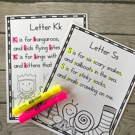 Alphabet Poems for Shared Reading | Mrs. McGinnis' Little Zizzers Abc Poems Alphabet, Pre K Letter Crafts, Letter Poems Preschool, Free Alphabet Poems, Alphabet Poems For Each Letter Free, Letter K Crafts For Kindergarten, Alphabet Poems For Each Letter, Abc Poem, Letter R Craft