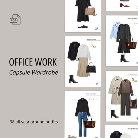 Office Work Capsule Wardrobe, 98 All-year Around Pre-styled Outfits, 2025, 4-season Office Looks Ideas, Business Casual, Workwear - Etsy Work Capsule Wardrobe, Work Capsule, Capsule Wardrobe Work, Styled Outfits, Business Casual Outfits For Women, Casual Outfits For Women, Casual Workwear, Business Casual Outfits, Office Work