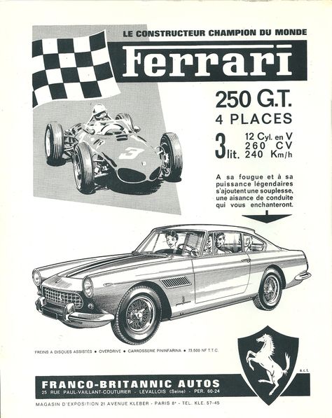 Vintage Ferrari Ad Vintage Ferrari F1 Poster, Old F1 Posters, Vintage Car Posters Ferrari, Ferrari Poster Aesthetic, F1 Poster Design Ferrari, Vintage Poster Black And White, Ferrari Poster Vintage, Ferrari Graphic Design, Ferrari Poster F1