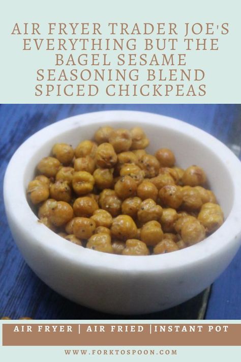 This Chickpea recipe made in the air fryer has a Trader Joe's Everything But Bagel seasoning flavor and is wonderful for snacking #chickpeasinairfryer #chickpeasairfryer #chickpeasrecipe #airfryerchickpeas Fast Air Fryer Recipes, Air Fryer Chickpeas, Flavored Chickpeas, Everything But The Bagel, Spiced Chickpeas, Dry Chickpeas, Daniel Fast, Air Fryer Dinner Recipes, Chickpea Recipes