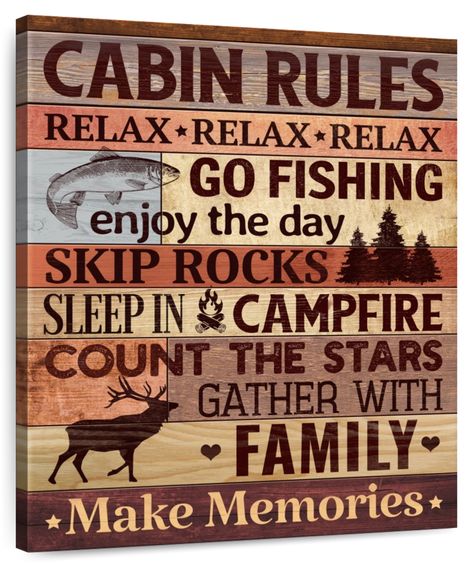 Cabin Rules II Wall Art: Canvas Prints, Art Prints & Framed Canvas Wooden Typography, Barn Board Wall, Barnwood Wall Art, Cabin Rules, Reclaimed Wood Wall Decor, Distressed Wood Wall, Distressed Walls, Cabin Signs, Barn Board