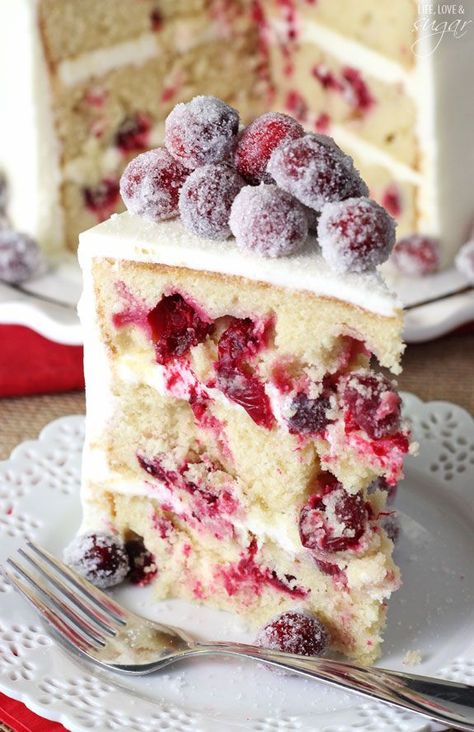 Cranberry White Chocolate, A Slice Of Cake, Moist Vanilla Cake, Cranberry Cake, White Chocolate Cake, Slice Of Cake, Cake Chocolat, White Chocolate Cranberry, Cranberry Recipes