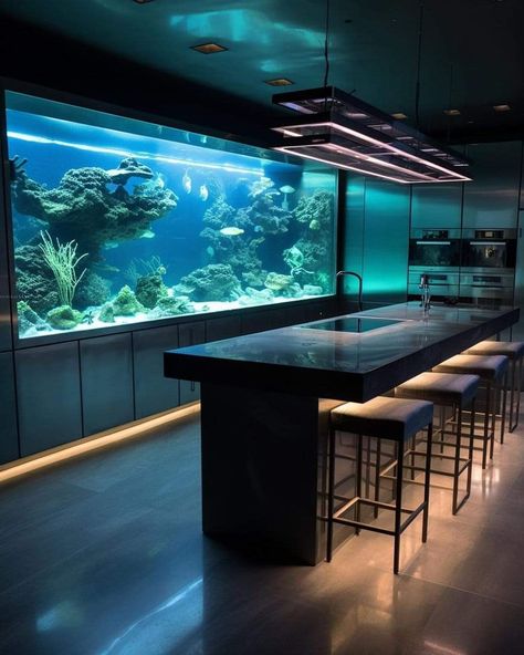 Fish Tank Wall, Wall Aquarium, Apartment Living Room Design, Home Aquarium, Aquarium Design, Design Your Dream House, Dream House Exterior, House Goals, Dream House Decor