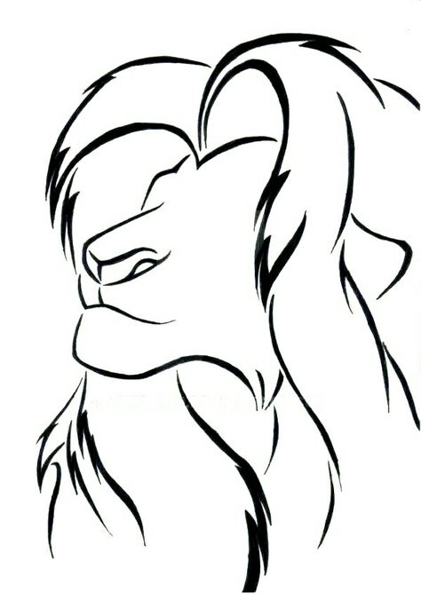 Simba line art. Tattoo idea. Disney Tattoo Inspiration, Disney Characters Outline, Silhouettes Disney, Character Outline, Disney Silhouettes, Simple Sketch, Disney Lion King, Pinturas Disney, Tattoo Outline