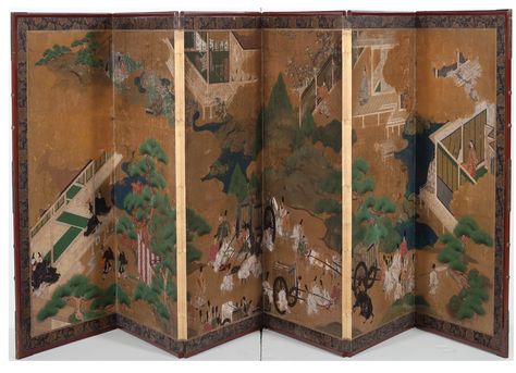 Floor Screen, Japanese Screen, Folding Screen, Art Japonais, Edo Period, Japanese Painting, Unique Antiques, Painted Paper, Art Furniture