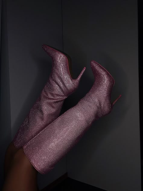 Glitter Stockings Outfit, Pink Boots Aesthetic, Glitter Boots Outfit, Pink Glitter Boots, Pink Boots Outfit, Glitter Stockings, Boots Aesthetic, Sparkly Boots, Outfits To Draw