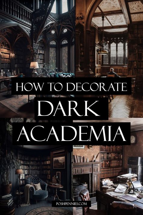 examples of dark academia interior design style Academia Interior Design, Dark Academia Interior Design, Academia Interior, Schul Survival Kits, Dark Academia Bedroom, Dark Academia Interior, Dark Academia Home, Academia Bedroom, Dark Academia Room