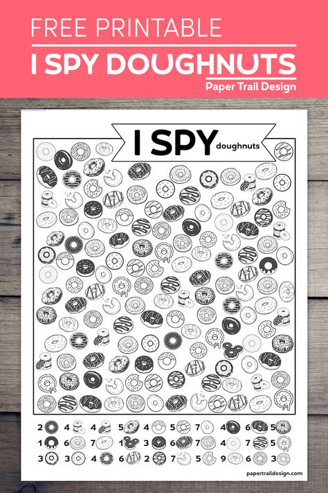 Use this doughnut themed I spy activity page to help kids stay unplugged and screen free yet busy and entertained so you can get some quiet time. #papertraildesign #doughnuts #donuts #ispy #ispydoughnuts #ispydonuts Paper Trail Design, Stay Busy, I Spy Games, Trail Design, Spy Games, Fall Throw Pillows, School Learning, Printable Calendar Template, Christian Cards