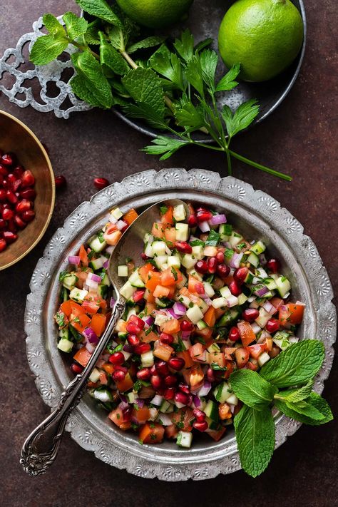 Salad Shirazi, Lamb Tikka Masala, Basmati Rice Pilaf, Persian Salad, Cucumber And Onion, Shirazi Salad, Lamb Gyros, Olive Oil Dressing, Oil Dressing