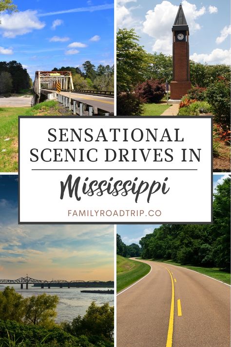 Mississippi's scenic drives are an excellent way to explore its variety, whether you're heading there or passing through | Best scenic drives in Mississippi | Essential stops you’ll want to make driving in Mississippi | Planning a drive in Mississippi with your family | Road trip inspiration for Mississippi | From the road trip experts at familyroadtrip.co Mississippi Road Trip, Mississippi Road Trip Bucket Lists, Mississippi Family Vacations, Beau Rivage Biloxi Mississippi, Southern Road Trips, San Diego Attractions, Mississippi Travel, Alabama Vacation, Road Trip Places