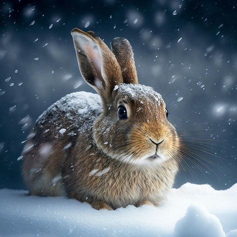 A rabbit is covered in snow and the snow... | Premium Photo #Freepik #photo #hare #white-rabbit #rabbit #bunny Rabbit Rabbit, Psd Icon, Iconic Photos, White Rabbit, Vector Photo, Premium Photo, The Snow, Vector Images, Stock Photos