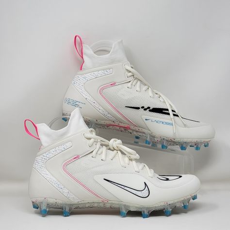 Nike Alpha Huarache 8 Elite Lax Lacrosse Cw4440-116 White Pink Cleats Men's Size Multi New New Without Box Pink Cleats, Pink Men, New New, Shoes Nike, Lacrosse, Size 13, Nike Shoes, New Color, Pink White