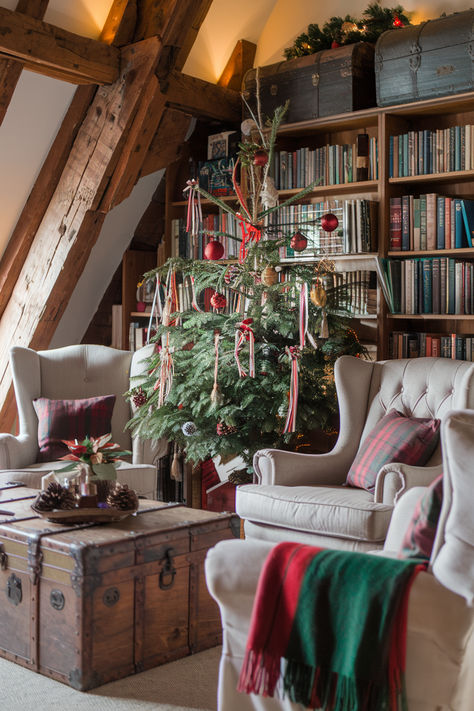 Christmas Decor Ideas For Every Room Scottish Christmas Aesthetic, English Cottage Christmas Decor, Scottish Christmas Decorations, Scottish Cottage Interior, English Cottage Christmas, English Country Christmas, Scottish Cottages, English Christmas, European Christmas