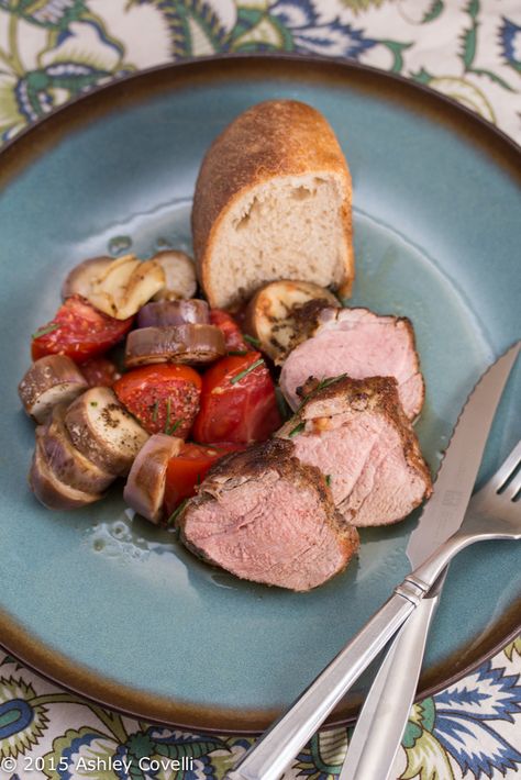 Pan Roasted Pork Tenderloin with Fairy Tale Eggplant & Tomatoes » Big Flavors from a Tiny Kitchen Fairy Tale Eggplant, Roasted Pork Tenderloin, Pork Tenderloin Recipe, Roasted Pork Tenderloins, Tenderloin Recipe, Paprika Pork, Roasted Pork, Pork Tenderloin Recipes, Garden Recipes