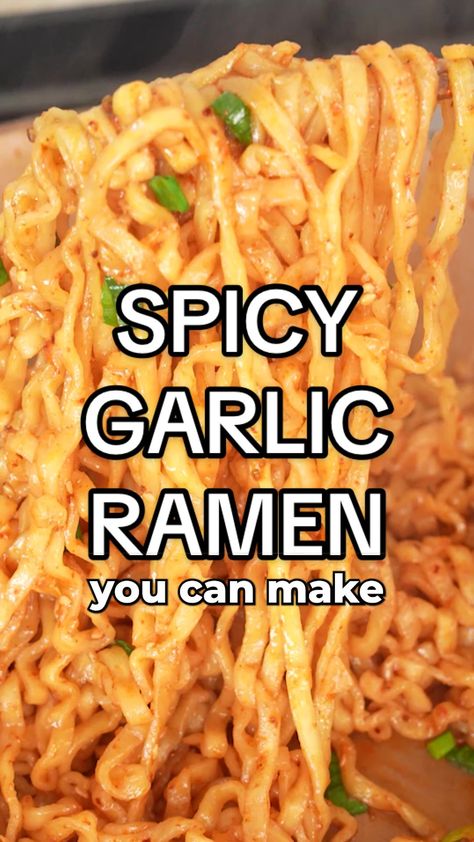 How To Make Spicy Ramen Noodles, Spicy Bowl Recipes Tiktok, Spicy Cheese Ramen, Spicy Garlic Ramen, Buldak Ramen Recipe, Spicy Ramen Noodle Recipes, Spicy Ramen Recipe, Shin Ramen, Garlic Ramen