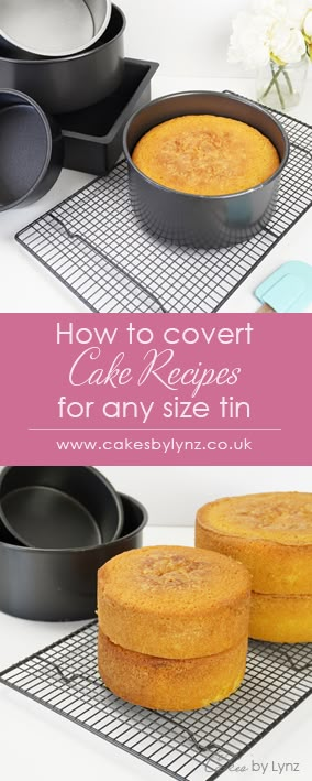 How to Convert Cake Recipes for Any Size Tin or Cake Pan Cake Pan Sizes, Sponge Cake Recipes, Baking Hacks, Cake Sizes, Pan Sizes, Cake Decorating Videos, Dessert Sauces, Cake Business, Cake Icing