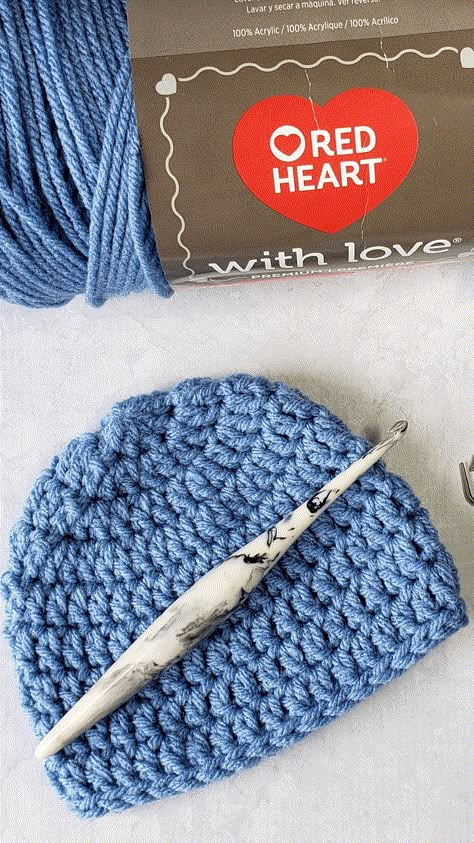 Newborn Double Crochet Beanie Pattern and Video #furlsinf521 #yarnspirations #redheartyarns #crochetpattern #babycrochet Newborn Crochet Hat Pattern, Baby Beanie Crochet Pattern, Easy Crochet Baby Hat, Crochet Baby Hats Free Pattern, Crochet Baby Mittens, Crochet Baby Cap, Baby Hat Free Pattern, Toddler Crochet, Crochet Newborn Hat