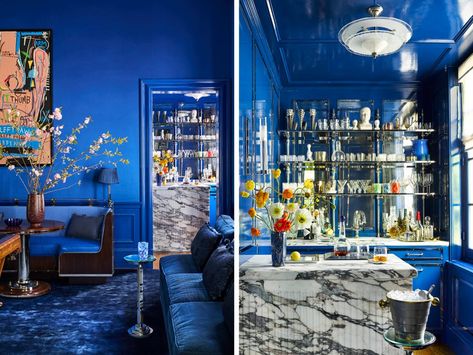 Why 'Cosmic Cobalt' Is Our Color of the Year for 2025 Cobalt Blue Accent Wall, Cobalt Blue Walls, Cobalt Blue Color Palette, Cobalt Blue Decor, Cobalt Blue Paint, Summer Thornton, Red Appliances, Dutch Boy Paint, Valspar Colors