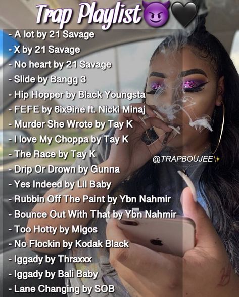 Female Playlist Covers, Aux Music Playlist, Trap Playlist Songs, Drill Music Aesthetic, Gangsta Playlist, Aux Songs, Hood Playlist Songs, Trap Music Playlist, Trap Playlist