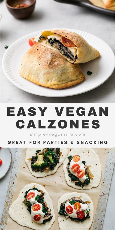 Vegan Calzone, Simple Veganista, New Recipes For Dinner, Cake Recipes Easy Homemade, Dinner Recipes Crockpot, Idee Pasto Sano, Carne Asada, Easy Food, Alfredo Sauce