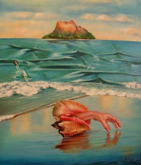 Spanish Artists, Deep Blue Sea, Shell Art, Deep Blue, The Ocean, Surrealism, Pool Float, Fantasy Art, Pool