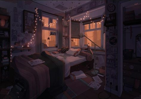 Anime Bedroom Illustration, Here Fm Backgrounds Aesthetic, Oc Bedroom Drawing, Room Aesthetic Illustration, Cozy Room Drawing Sketch, Lofi Aesthetic Room Ideas, Cartoon Bedroom Aesthetic, Dark Bedroom Drawing, Here Fm Backgrounds Room