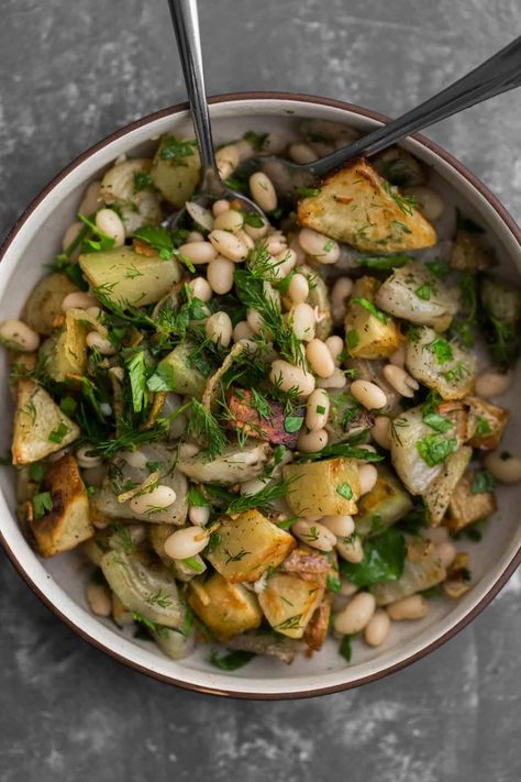 White Beets Recipes, Butter Bean Salad Recipes, Salad With White Beans, White Beets, White Bean Recipes, Navy Beans, Roasted Potato, Gold Potatoes, Champagne Vinegar