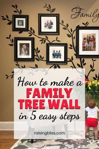 Family Tree Mural, Family Tree Wall Decor, Make A Family Tree, Family Tree With Pictures, Family Tree Ideas, Family Tree Photo, Wall Tree, Tree Wall Murals, Tree Mural