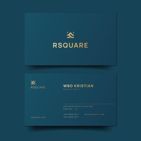 Simple luxury business cards template | Premium Vector #Freepik #vector #business card Luxury Visiting Card Design, Business Card Real Estate, Business Card Design Creative Ideas, Luxury Card Design, Luxury Business Card Design, Business Cards Template, Real Estate Business Card, Simple Business Card, Stationery Business Card