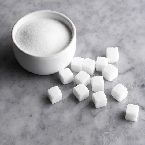 Granulated sugar in bowl with cubes on countertop Abdomen Plat, Emergency Food Storage, No Sugar Diet, Sugar Intake, Sugar Cubes, Emergency Food, Sugar Detox, Diet Menu, Sugar Cravings