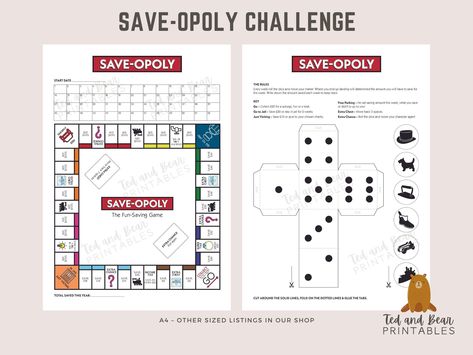 Excited to share the latest addition to my #etsy shop: Saveopoly | A4 - Savings Chart, Savings Tracking Chart, Instant Download https://etsy.me/3ZSPJst #saveopoly #savopoly #savingschart #savings #game #savingsgame #daveramsey #monopoly #challengeenvelope Ted Bear, Printable Products, Savings Chart, Money Saving Techniques, Saving Techniques, Vintage Board Games, Money Saving Plan, Classic Board Games, Baby Steps