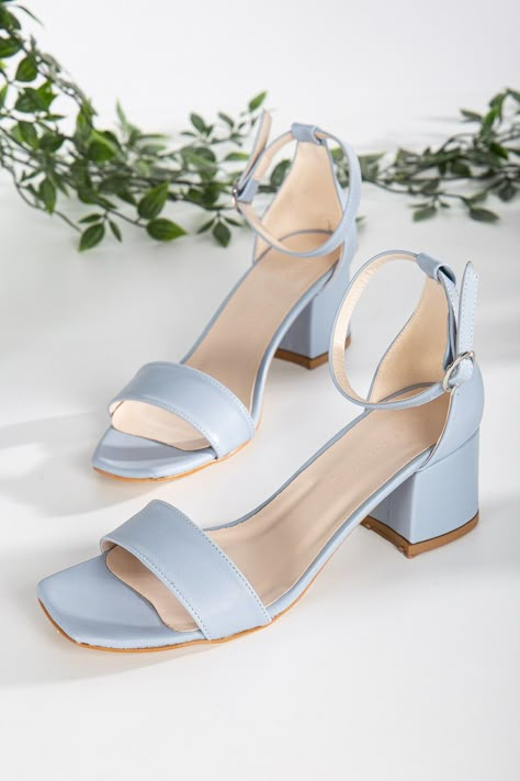 Blue Low Heels Blue Block Heels Blue Bridal Heels Blue Open - Etsy Blue Low Block Heels, Light Blue Sandals Heels, Light Blue Strappy Heels, Blue Heels For Prom, Light Blue Heels Wedding, Heels With Blue Dress, Light Blue Heels Outfit, Blue Prom Heels, Baby Blue Sandals