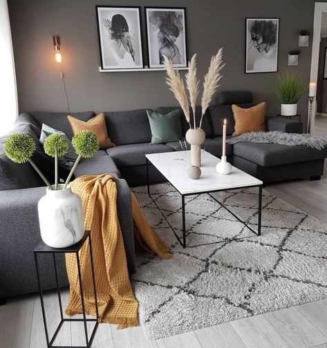 Bedroom Decor For Couples, Grey Couches, Living Room Decor Modern, Living Room Decor Apartment, Living Room Inspo, A Living Room, Apartment Living Room, Girls Room Decor, Small Living Room