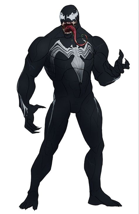 Venom Poses Reference, Cartoon Venom, Venom Oc Male, Venom Redesign, Spiderman Suits, Venom Comics, Venom Art, Symbiotes Marvel, Spiderman Drawing