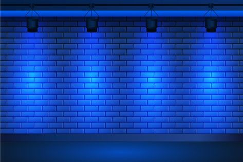 Freepik  Spot lights on blue brick wall background Free Vector [AI  EPS] Neon Blue Background, Blue Brick Wall, Dream Poster, Church Backgrounds, Ppt Background, Certificate Background, Neon Quotes, Neon Backgrounds, Brick Wall Background