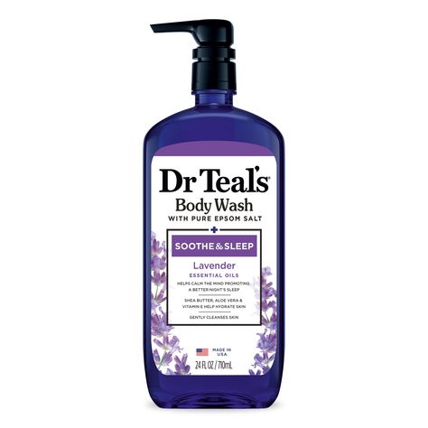 Buy Dr Teal’s Soothe & Sleep Lavender Body Wash with Pure Epsom Salt, 24 fl oz. at Walmart.com Dr Teals Body Wash, Caress Body Wash, Dr Teals, Lavender Body Wash, Foaming Bath, Vitamin F, Chamomile Essential Oil, Epsom Salt, Moisturizing Body Wash