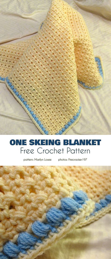 Crochet Baby Blanket Sizes, Baby Afghan Crochet Patterns, One Skein Crochet, Crochet Baby Blanket Free Pattern, Easy Crochet Baby Blanket, Easy Crochet Blanket, Easy Crochet Baby, Baby Afghan Crochet, Haken Baby