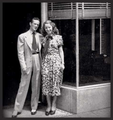 Look at that tie! Fantastic. And her dress..1940s awesome!   Bill and an unknown blonde 1940's 1940s Couple, 1940 Clothing, 1940s Hairstyles Short, 1940's Dresses, Tea Dance, 1940s Costume, 1940s Looks, 1940s Women, Chignon Wedding