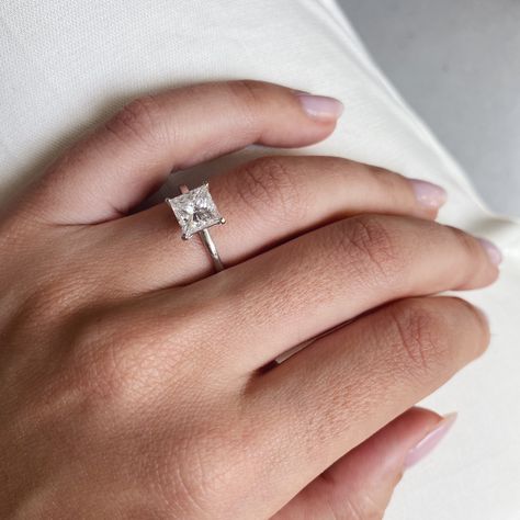 White Gold Engagement Rings Princess Cut, Princess Diamond Engagement Rings, Princess Diamond Ring, Raw Diamond Engagement Rings, Princess Cut Engagement, Engagement Rings Princess, Future Engagement Rings, White Gold Solitaire, Gold Solitaire Ring