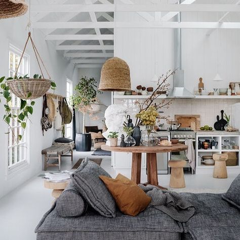 Katia S. | Nordic interiors (@delikatissen) • Instagram photos and videos Urban Industrial Decor, Contemporary Barn, Bright Homes, Barn Style House, White Floors, Gray Sofa, Room & Board, Barn Style, Scandinavian Home