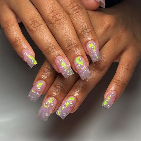 Mermaid Nails Square, Square Mermaid Nails, Gel Nails Square, Nail Appointment, London Nails, Nails Square, Mermaid Nails, Pearl Nails, Popular Nails