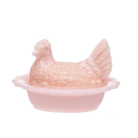 128CT Glass Chicken, Madonna Inn, Hen On Nest, Hens On Nest, Glass Cake Stand, Mixing Bowls Set, Glass Candy Dish, Glass Company, Modern Life