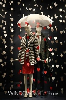 Debi Ward Kennedy | Design Blog: Valentine's Day Windows Valentines Window Display, Display Visual Merchandising, Fashion Window Display, Window Display Retail, Decoration Vitrine, Bookshelf Art, Store Window Display, Visual Merchandising Displays, Store Window Displays