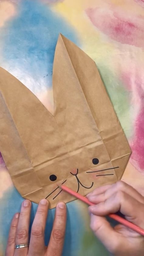 Cheap Easter Basket ideas. This easy paper bag Easter Bunny craft would be a cute DIY easter basket to give to your friends and family.… | Instagram Easter Basket Out Of Paper Bag, Easter Bunny Paper Bag Craft, Paper Bag Bunny Basket, Paper Bag Bunny Craft, Paper Bag Easter Basket, Paper Bag Easter Bunny, Cheap Easter Basket Ideas, Cheap Easter Baskets, Easy Paper Bag