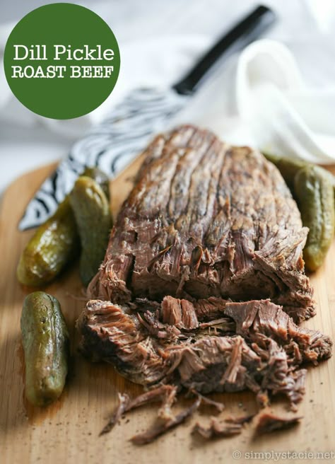 Pickle Roast Beef, Dill Pickle Roast, Pickle Roast, Pickle Party, Jar Of Pickles, Dill Pickle Recipe, Simply Stacie, Crockpot Roast, Slow Cooker Recipe