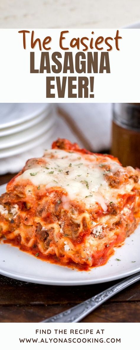 Lasagna With Prego Sauce, 3 Ingredient Lasagna, Quick And Easy Lasagna Recipe Simple, Easy Oven Lasagna Recipe, 8 X 8 Lasagna Recipe, Lasagna With Mozzarella Only, Easy Lasagna No Ricotta, Copycat Stouffers Lasagna, Lasagna Recipe With Oven Ready Noodles And Ricotta