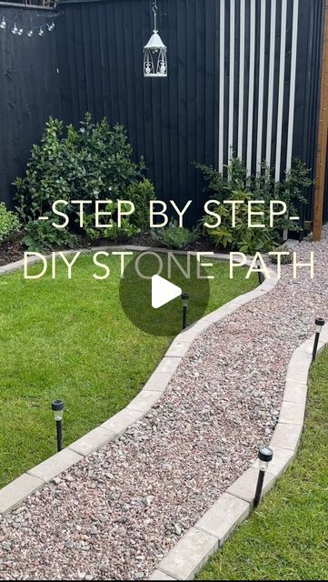 I N . S A M M Y S . G A R D E N 🌷 on Instagram: "DIY STONE PATH 🪴

Step by step guide to creating a stone path on a budget. Our garden grass was getting so patchy with constantly being walked over. This was the perfect solution for this small lawn. 

I am definitely not a professional and created this path purely for access to a storage area. This may not be suitable for heavy traffic areas. The only thing I was not able to do myself was cut the blocks.. if I am capable so are you 🤍

Block paving @bandq_uk 
Stone @beers_timber 
Weed membrane @homebargains 

#diygarden #gardentransformation #gardendiy #gardendecor #beginnergardener #gardenrenovation #stonepath #plantlovers #semidetachedhome" Diy Paving, Lawn Path, Front Garden Stepping Stones, Stepping Stone Path, Walking Path Ideas, Small Garden Path Ideas, Stepping Stone Paths, Small Front Gardens, Front Gardens