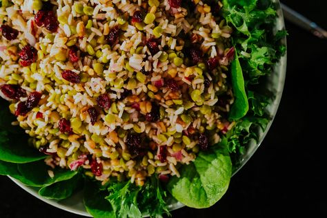 Split Pea Salad, Salad With Rice, Peas Salad, Green Split Peas, Split Peas, Grain Bowls, Pea Salad, Grain Bowl, Mustard Greens