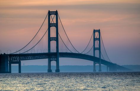 Mackinaw Bridge Tattoo, Mackinac Bridge Tattoo, Mackinaw Bridge, Bridge Tattoo, Beautiful Bridges, Michigan Adventures, Bridge Painting, Michigan Vacations, Plate Ideas