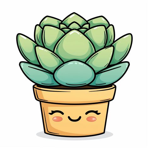 Midjourney Feed Cute Doodles Plants, Potted Cactus Drawing, Kawaii Plants Drawing, Pot Plant Drawing, Succulent Cartoon, Cute Plant Drawings, Cute Plant Doodles, Doodles Nature, Plant Kawaii